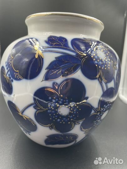 Вазы лфз кобальтовая из СССР «Синие цветы»