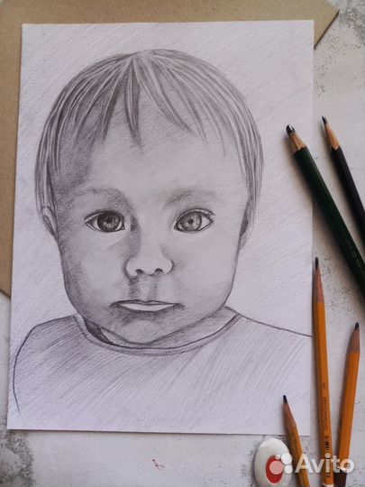 Портрет по фото карандашом. На заказ