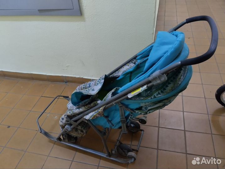 Детские зимние санки на колесах