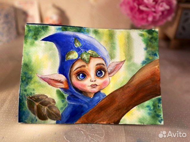 Картина акварель, гуашь, иллюстрация