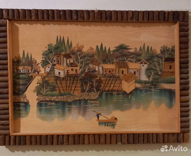 Панно картина из соломки