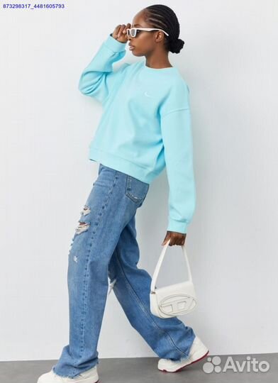 Свитшот укороченный Nike oversize Бирюзовый