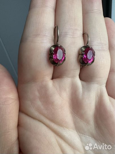 Серьги серебро 875 звезда СССР