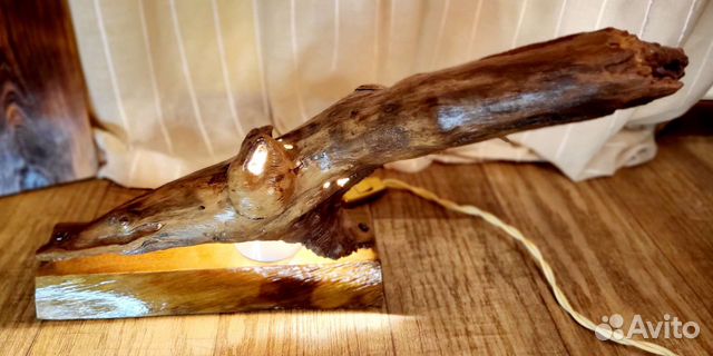 Светильник из натурального дерева + подсвечник