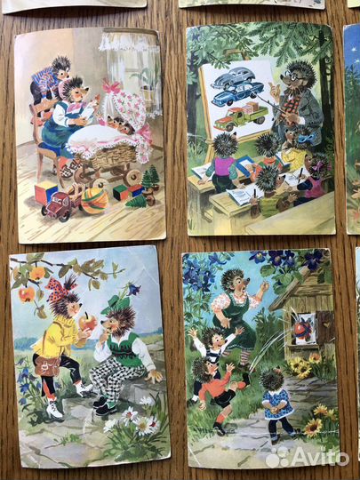 Открытки, скмейка Ёжики. 9 открыток. Берлин