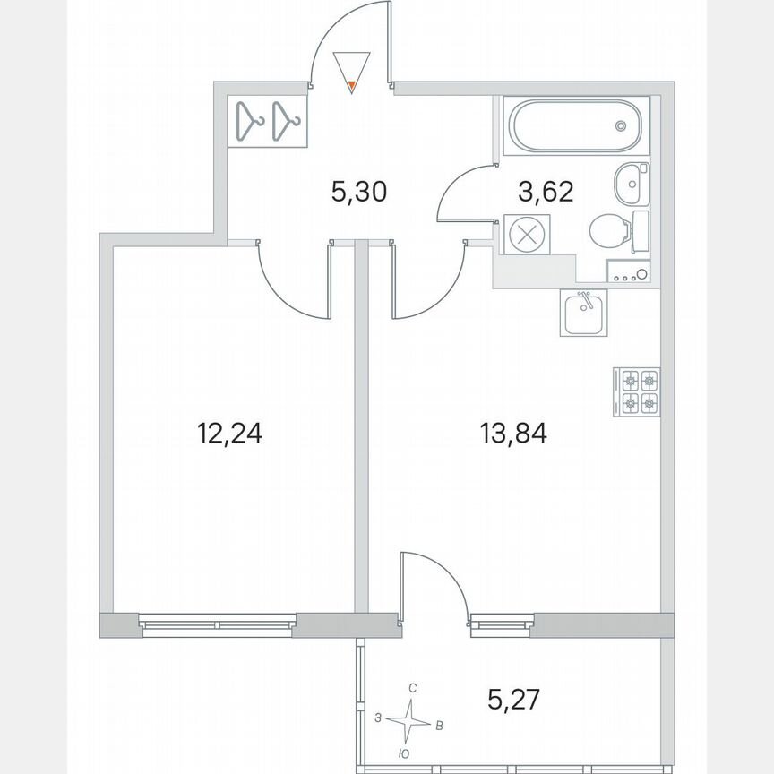 1-к. квартира, 36,6 м², 2/4 эт.