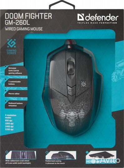 Мышь проводная игровая defender GM-260L doom fight