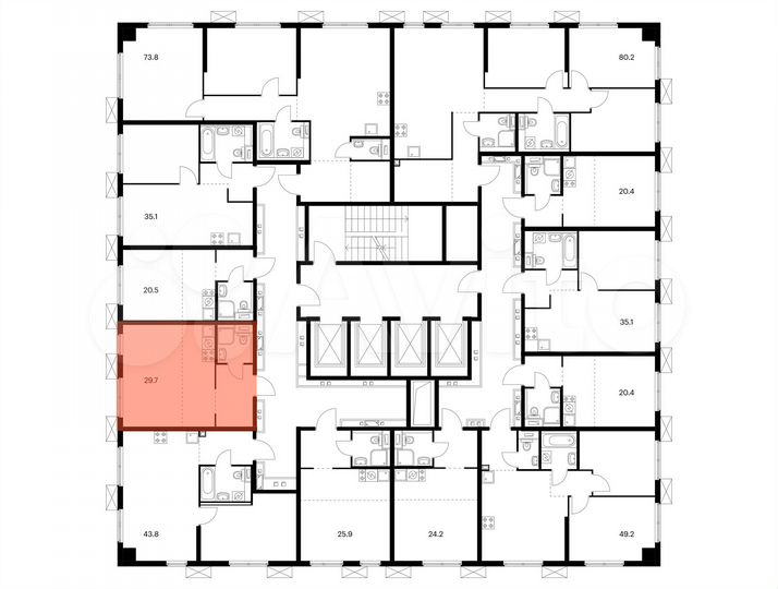 Квартира-студия, 29,7 м², 27/33 эт.