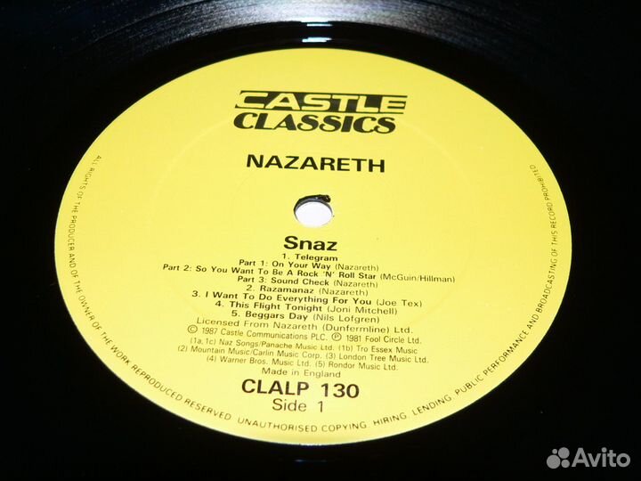 Виниловая пластинка Nazareth - Snaz - 1981г