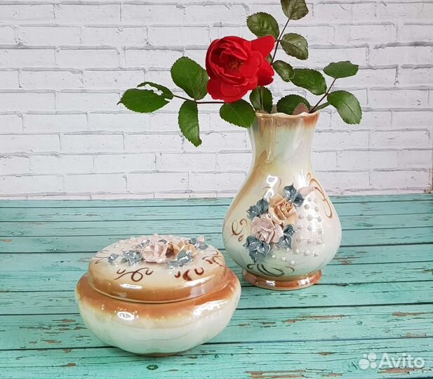 Шкатулка и вазочка Кисловодский фарфор