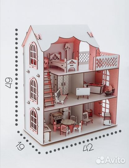 Кукольный домик с мебелью новый