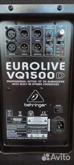 Активный сабвуфер behringer Eurolive vq1500d