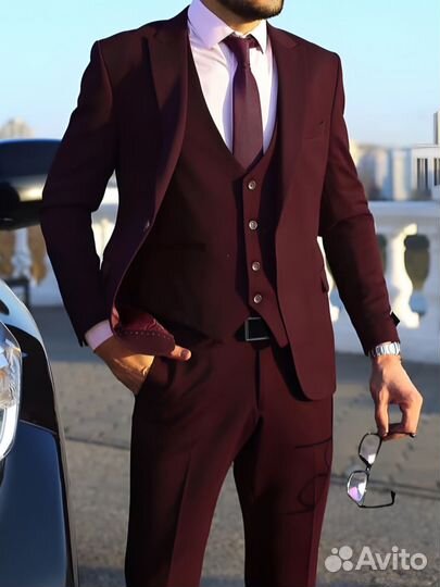Мужской костюм бордовый premium