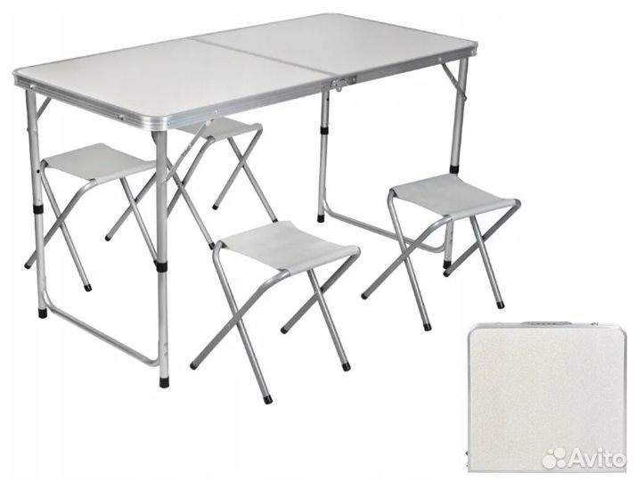 Стол складной туристический 120*60*70см + 4 стула
