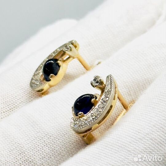 Золотые серьги с фианитом