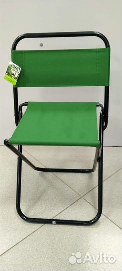 Стул походный складной со спинкой зеленый