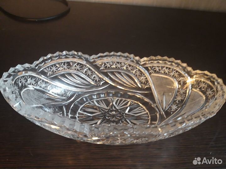 Ваза ладья хрусталь СССР