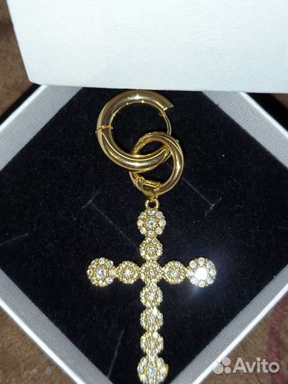 Моносерьга Хуп с Тринкетом сияющий крест