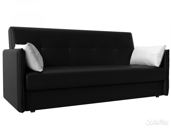 Диван-книжка Лига-018, экокожа, черный, белый