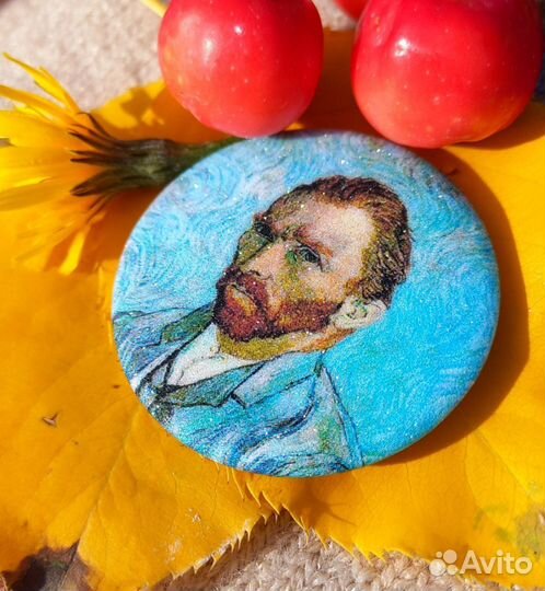 Набор значков с блёстками, Винсент Ван Гог