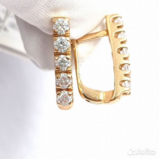 Золотые серьги с фианитами