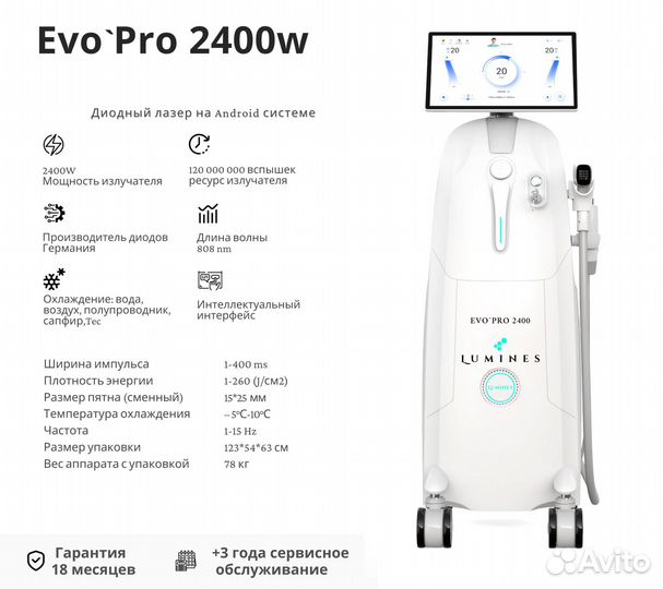 Диодный лазер для эпиляции Лю'Минес EvoPro 2400W