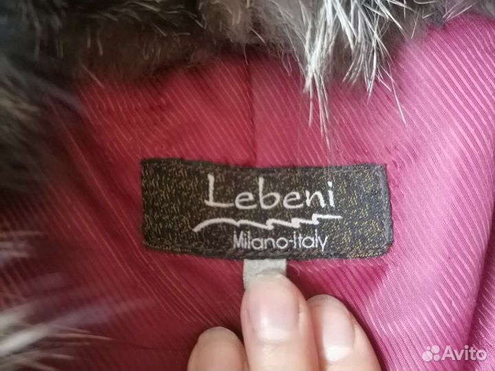 Итальянское кожанное пальто с натуральным мехом