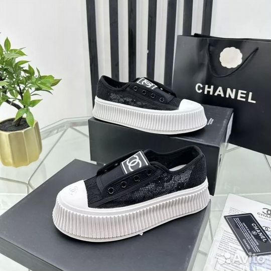 Слипоны кеды летние chanel в сетку