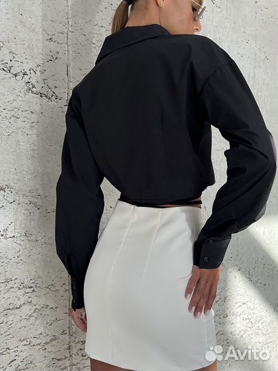 Укороченная рубашка с завязками