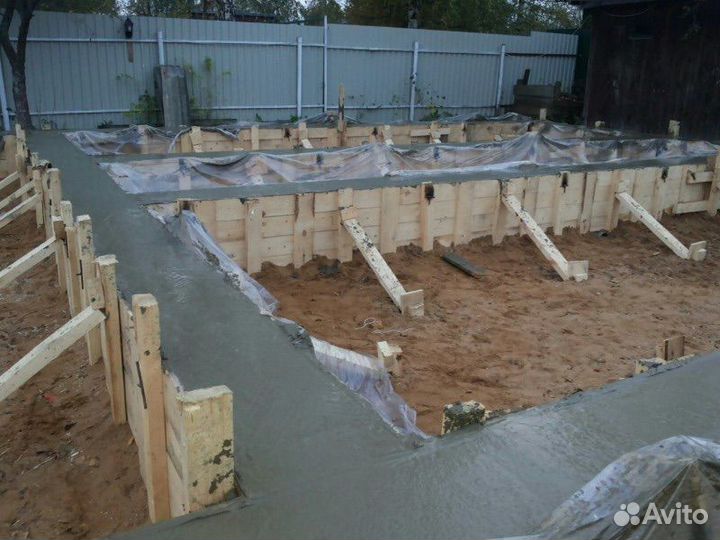 Бетонные работы отмостка фундамент площадка забор