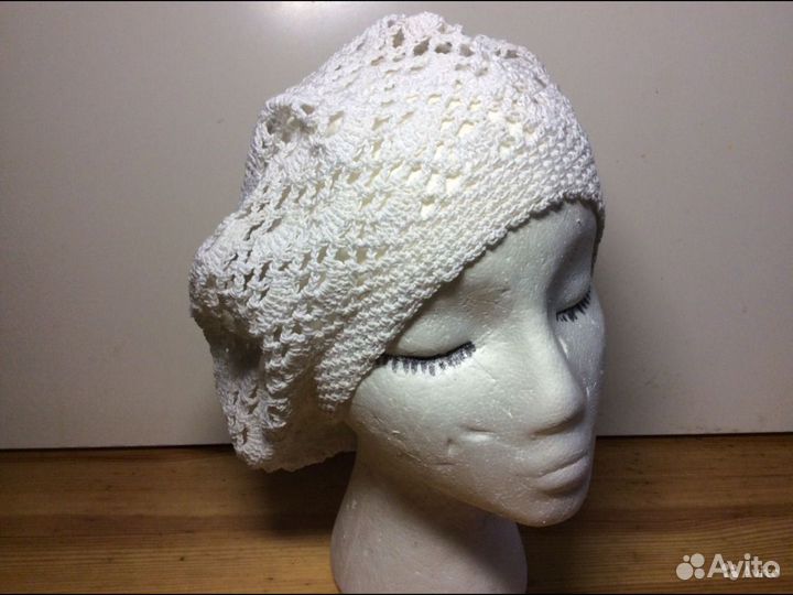 Кружевной беретик, хлопок, арт 066, р 54-57