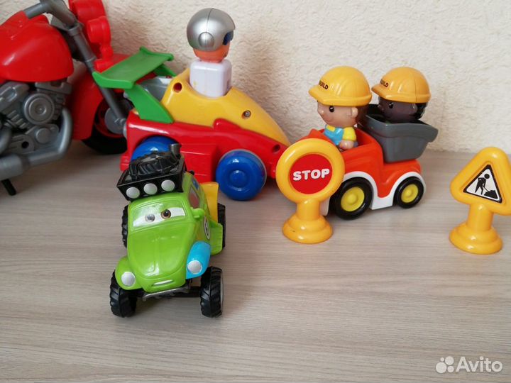 Мотоцикл, гонщик, строители, Вспыш тачки