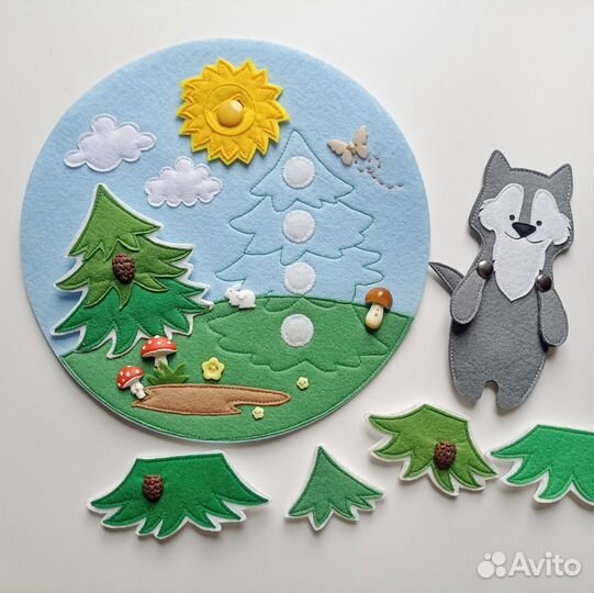 Фетровая развивающая книга Колобок