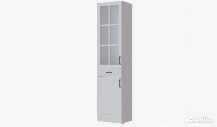 Шкаф-пенал со стеклом белый