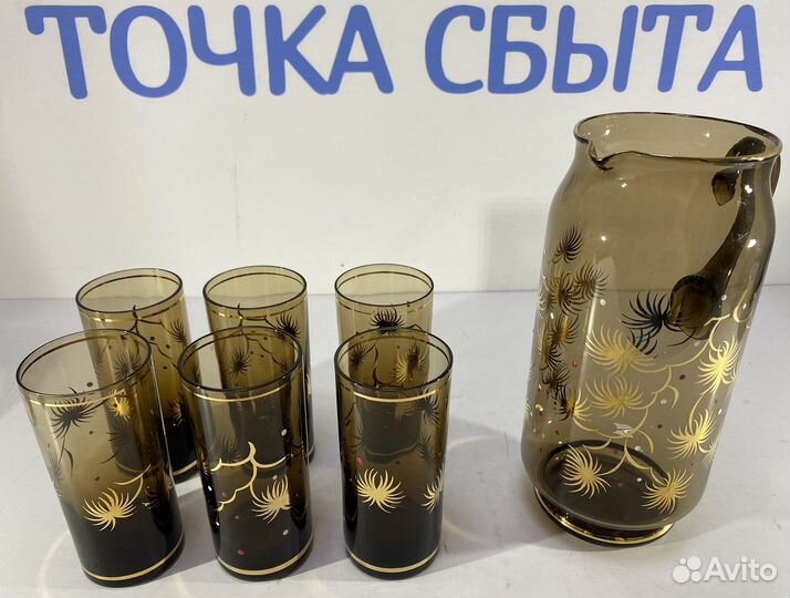 Набор для воды Богемия чехия цветное стекло