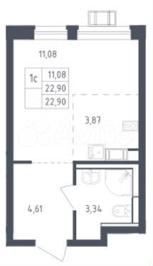Квартира-студия, 22,3 м², 7/17 эт.
