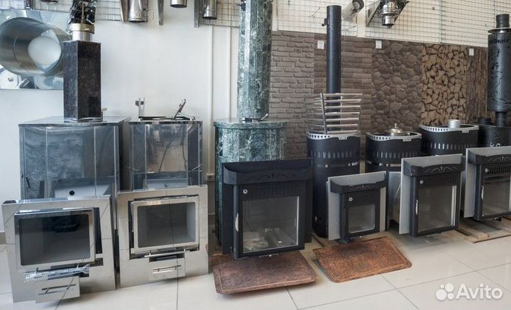 Банная печь каменка чугун Везувий Теплодар Сибирь