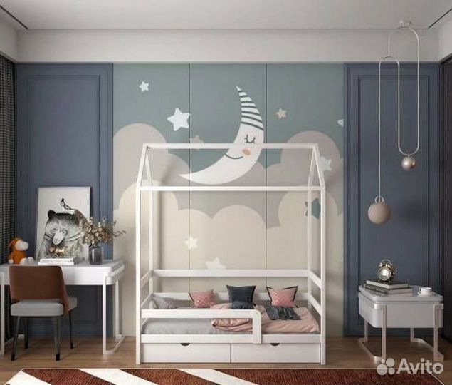 Кроватка из натурального дерева от 2х лет с бортик