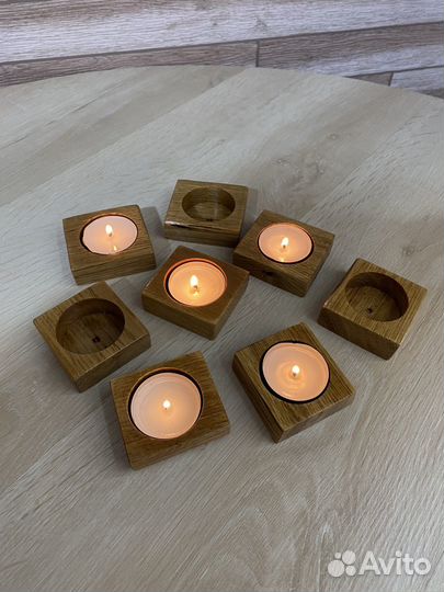 Деревянный подсвечик под чайную свечу