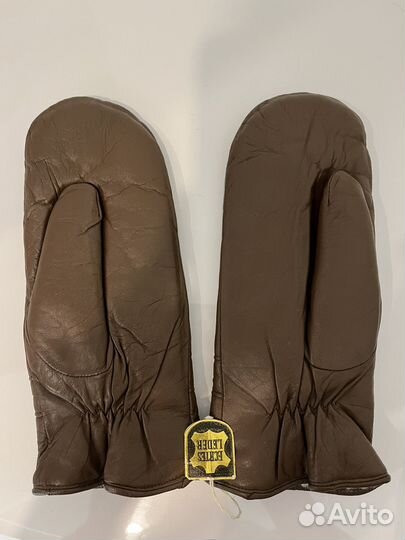 Варежки зимние женские кожаные