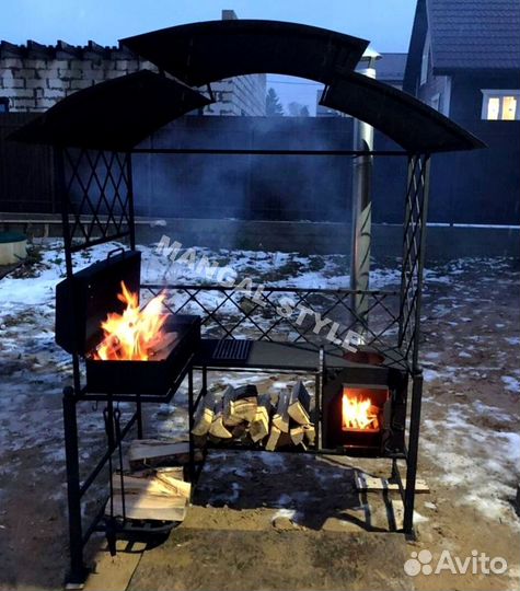 Мангал с печью под казан