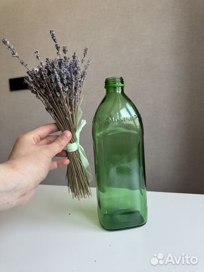 Бутыль стеклянная зеленая ваза