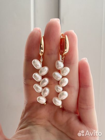 Серьги с натуральным жемчугом