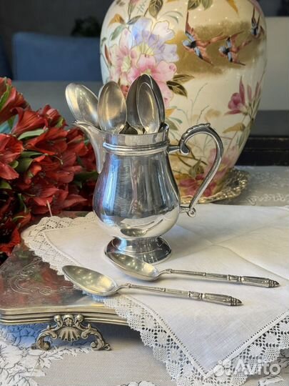 Ложки чайные серебрение с подставкой Франция