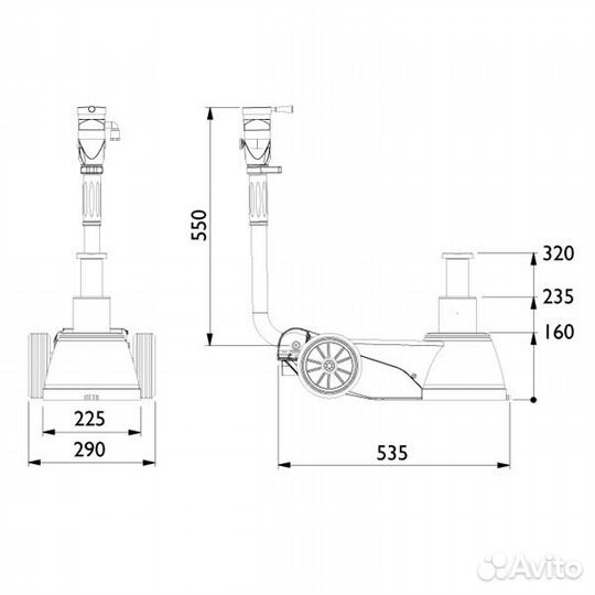 Домкрат пневмогидравлический 25/10т AC Hydraulic