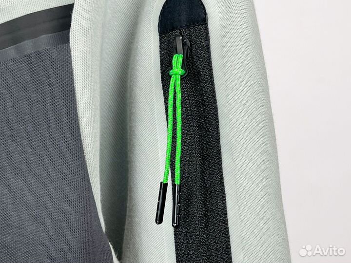 Кофта Nike Tech Fleece Light Grey Black Green