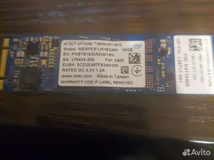 16 гб SSD M.10 накопитель Intel optane memory m.2