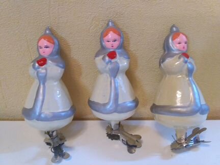 Советские елочные игрушки на прищепке. Стекло