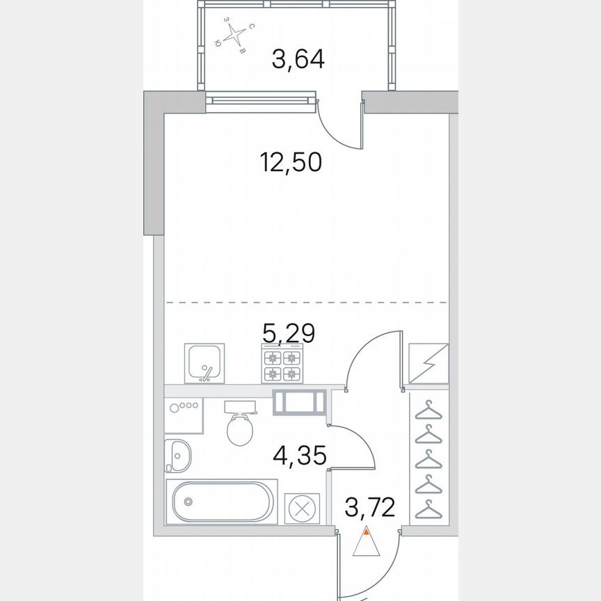 Квартира-студия, 27,7 м², 5/5 эт.
