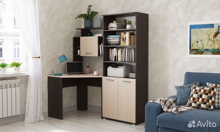 Угловой письменный стол со стеллажом